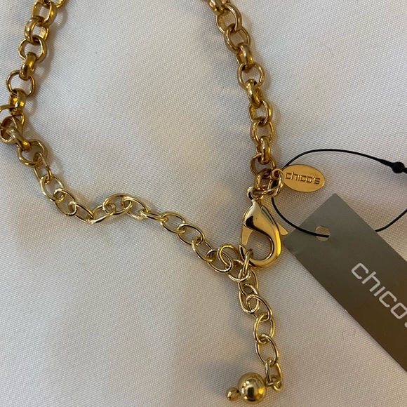 NWT Chico’s Gold/Teal Long Necklace - Picture 3 of 6